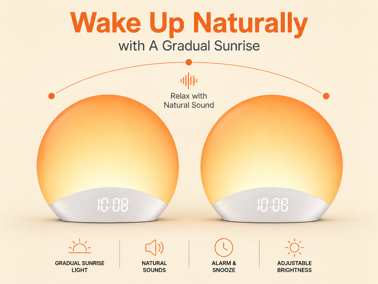 Sunrise Wake Up Alarm Clock - Wake Up Naturally with Gradual Sunrise Light